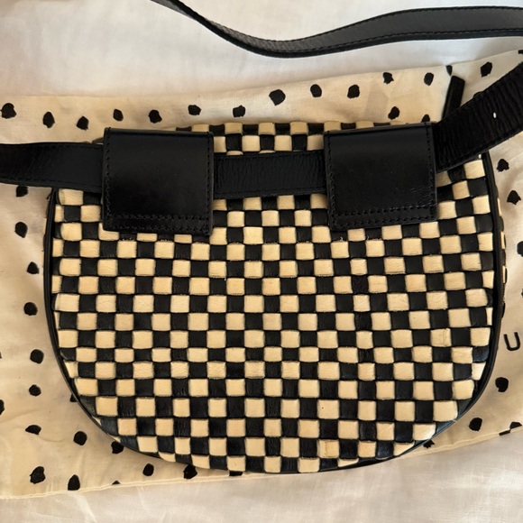 CLARE V black and cream woven checker fanny pack - Picture 9 of 9